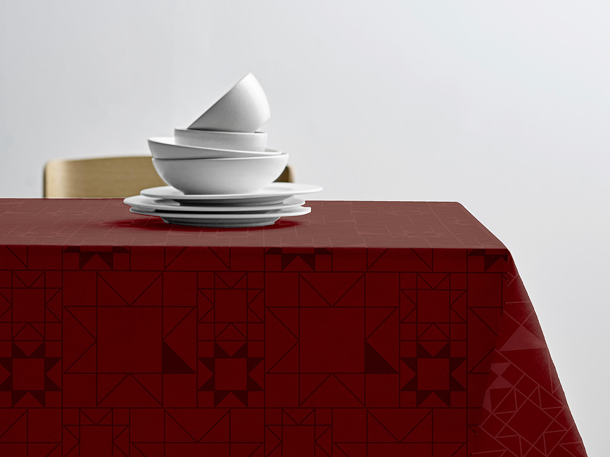 Star Damask Nappe 140 x 270 cm, rouge