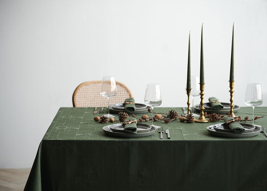 Star Damask Nappe 140 x 370 cm, verte