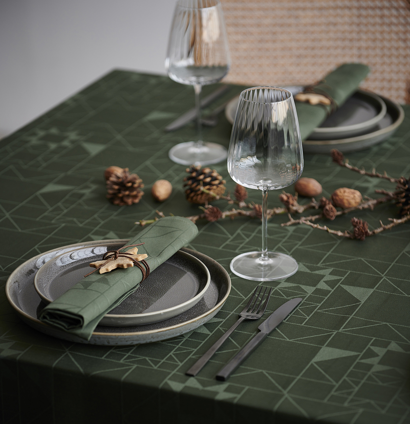 Star Damask Nappe 140 x 370 cm, verte