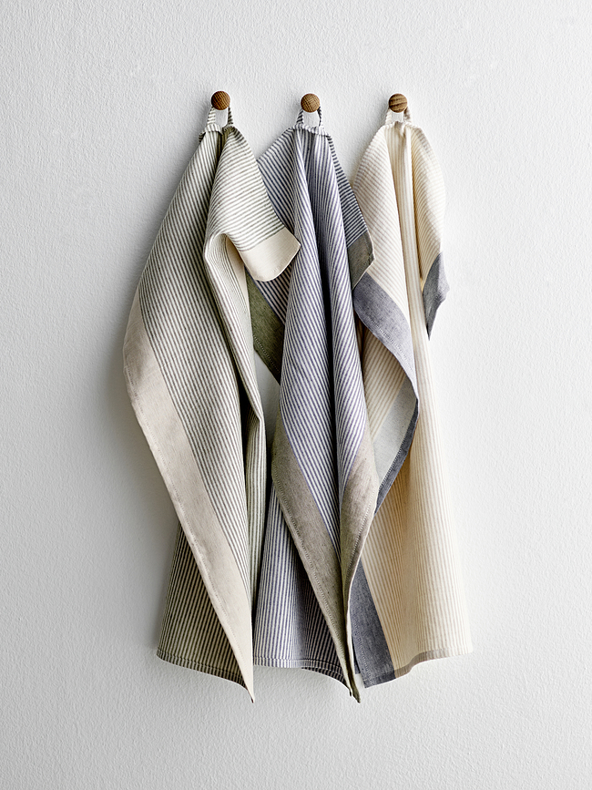 Statement Torchon de Cuisine rayé, 50 x 70 cm, vert