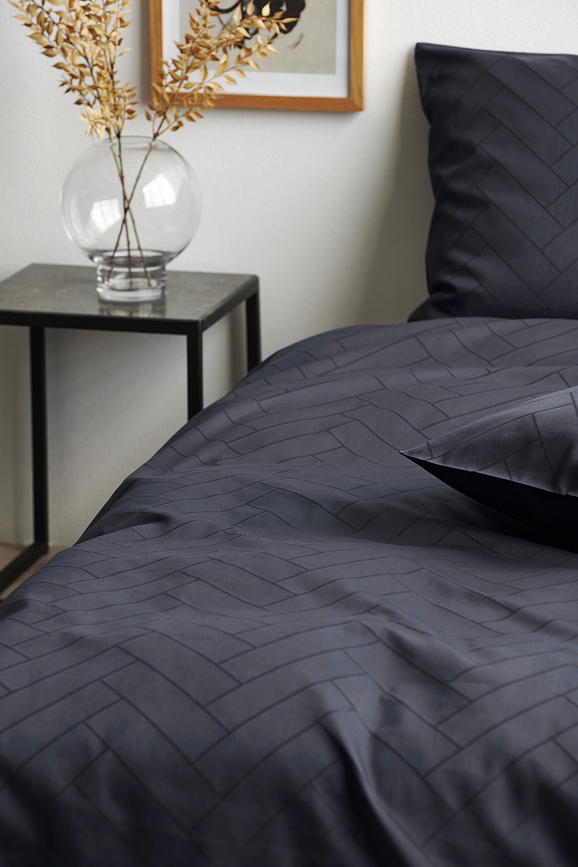 Tiles Bedding 140 x 220 cm dark blue with pillowcase 60 x 63 cm