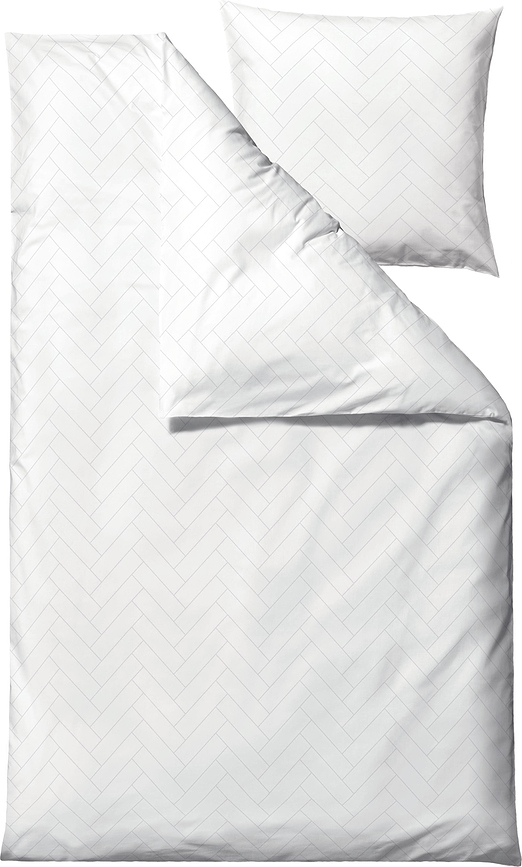 Tiles Housse de Couette 140 x 200 cm, blanche, avec Taie d'Oreiller 60 x 63 cm