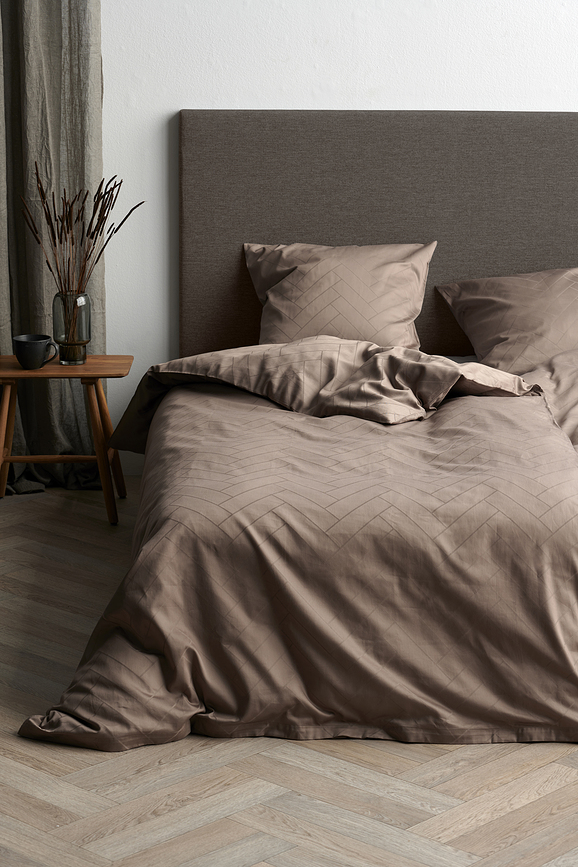 Tiles Parure de Lit 140 x 200 cm, taupe, avec taie d'oreiller 60 x 63 cm