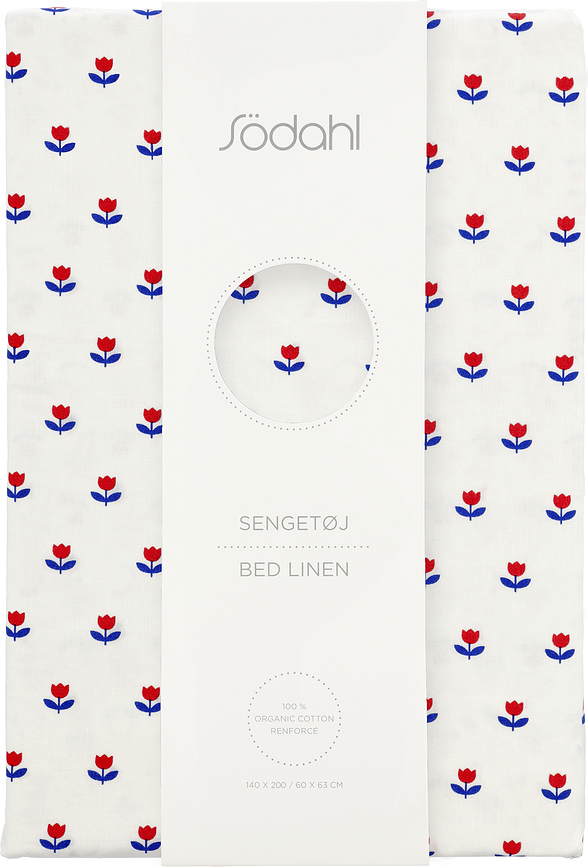 Tulip Parure de Lit 140 x 220 cm, fermeture éclair, pour oreiller 60 x 63 cm, bleu-rouge