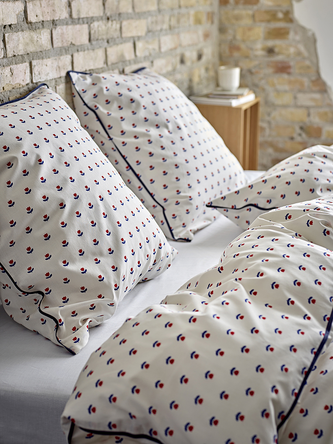 Tulip Posteljnina, 140 x 220 cm, modro-rdeča, z blazino 60 x 63 cm, zapiranje na zadrgo