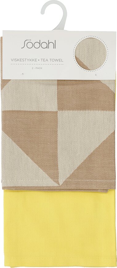 Twist Torchons de Cuisine, 50 x 70 cm, beige et jaune, Lot de 2