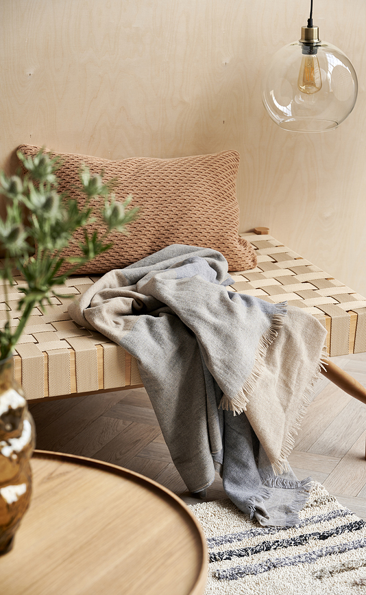 Wave Knit Housse de Coussin Décorative, 40 x 60 cm, caramel