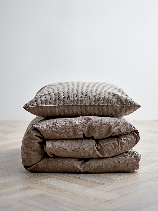 Wave Housse de Couette, 140 x 200 cm, taupe, avec taie d'oreiller 60 x 63 cm