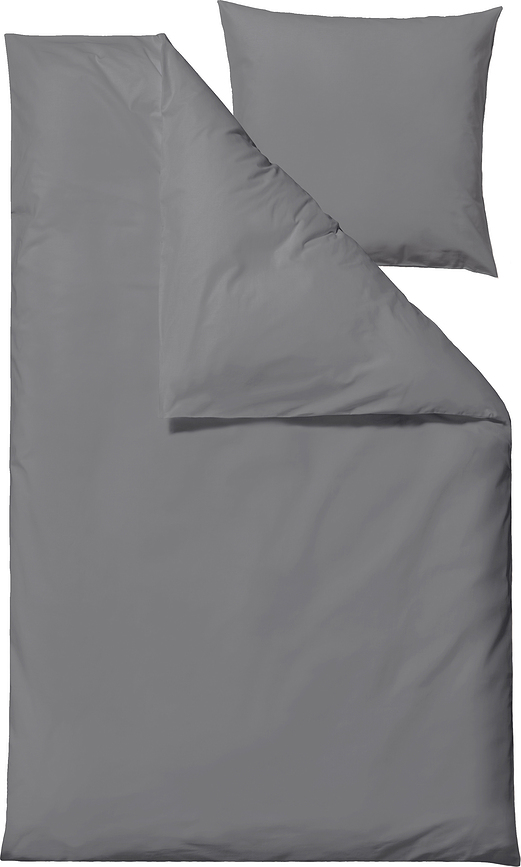 Whisper Parure de Lit 140 x 200 cm, grise, avec taie d'oreiller 60 x 63 cm, Set 2 pièces