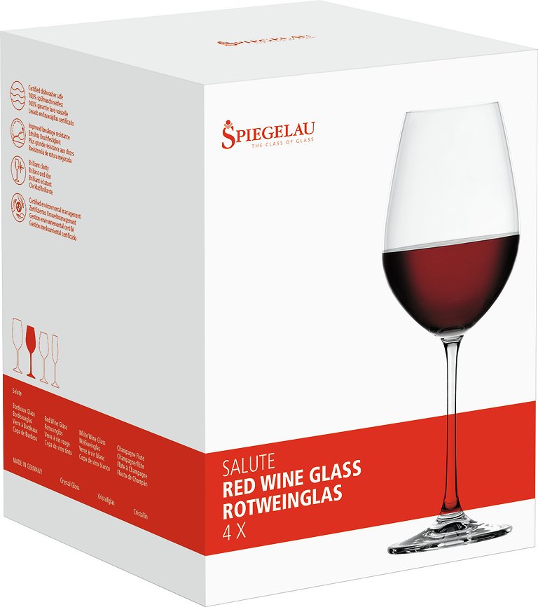 Copas de Vino Tinto Salute, Pack de 4 unidades