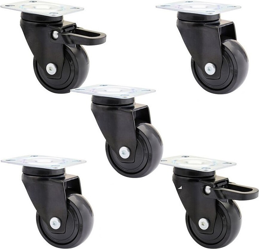 GrowLARGE Kolesca za samozalivalni lonec, črna, 5 kosov