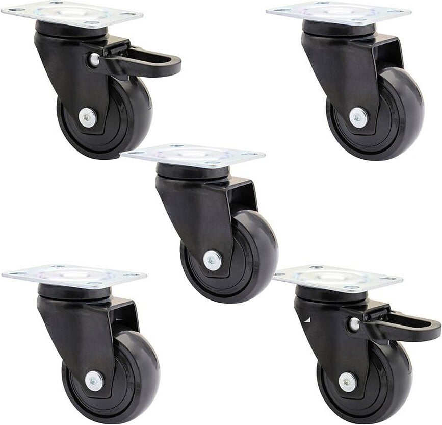 GrowLARGE Roulettes pour pot auto-arrosant, noires, Lot de 5