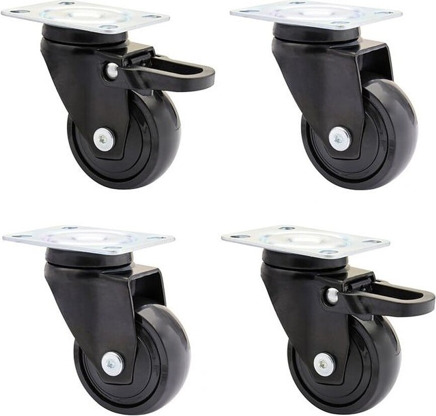 GrowMORE & GrowBIG Roulettes pour jardinière auto-arrosante, noires, Lot de 4