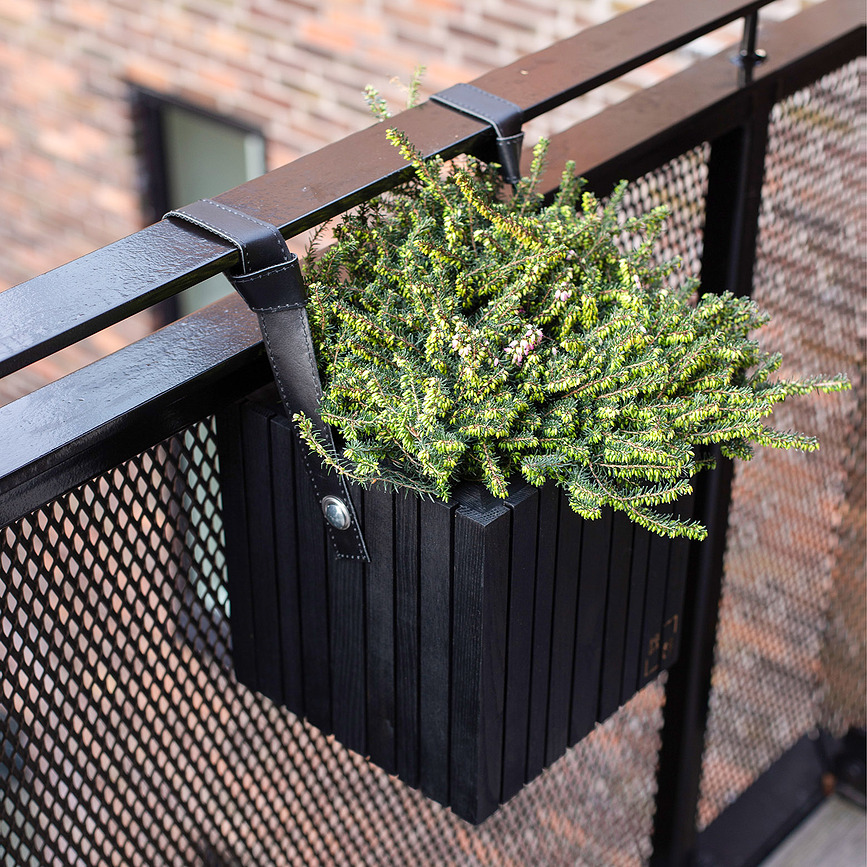 GrowON GrowWIDE Ιμάντες ανάρτησης για αυτοποτιζόμενη γλάστρα, δερμάτινοι μαύροι, 38 cm, 2 τμχ