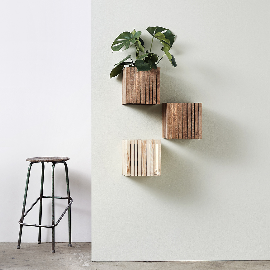 GrowON Pot Auto-Arrosant mural, frêne naturel