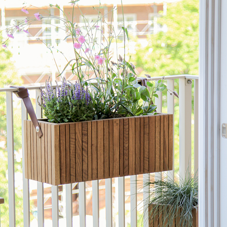 GrowWIDE Pot auto-arrosant avec trous pour supports de suspension, frêne noir