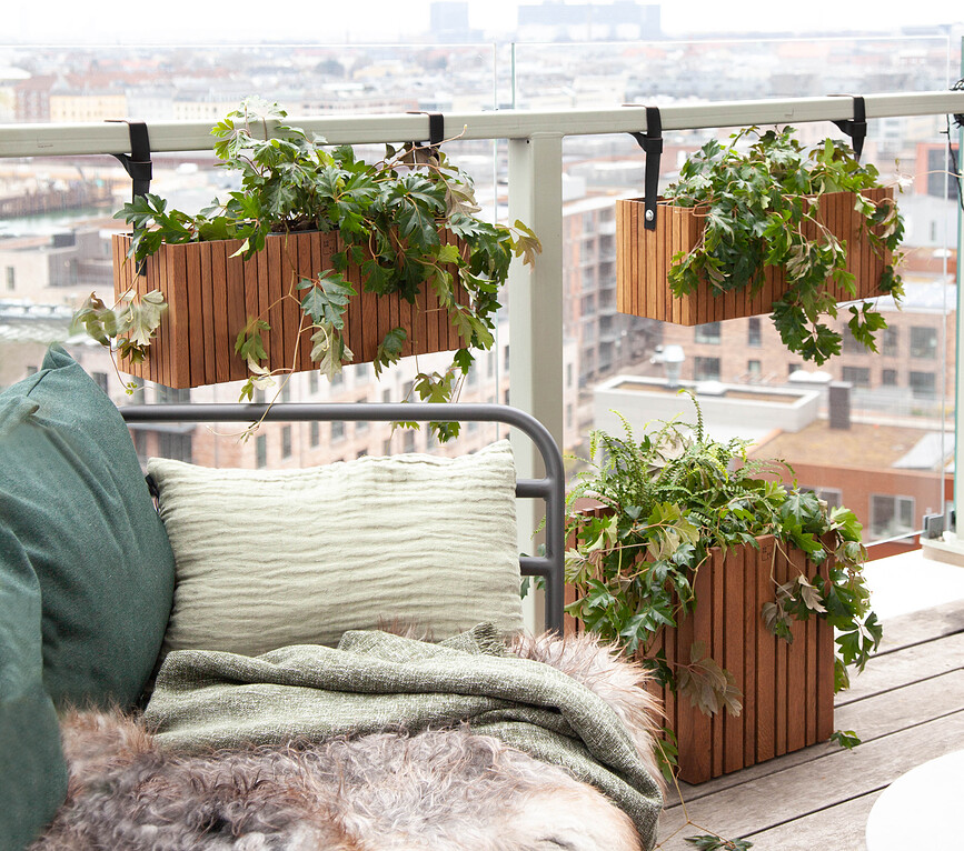 GrowWIDE Pot auto-arrosant avec trous pour supports de suspension, frêne noir