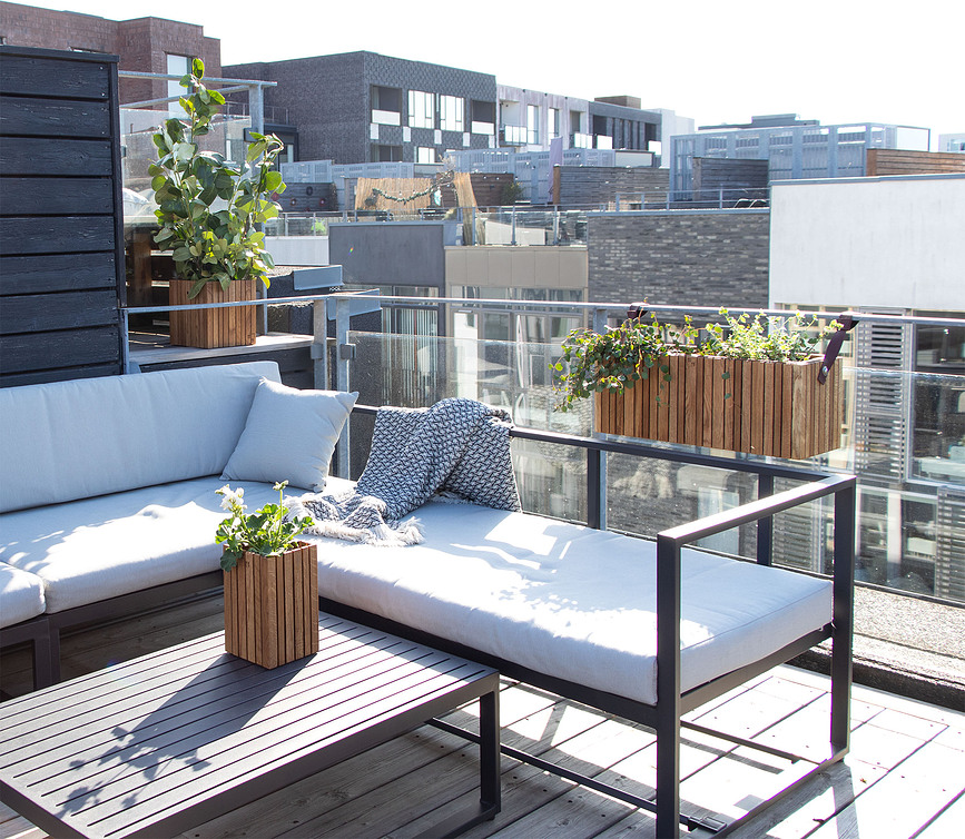 GrowWIDE Pot auto-arrosant avec trous pour supports de suspension, frêne noir