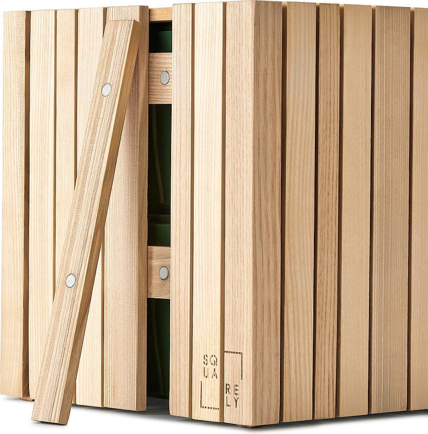 Maceta de autorriego GrowON, montada en pared, fresno natural