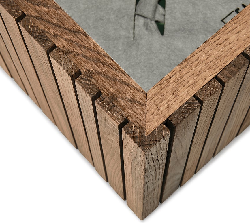 Maceta de autorriego GrowON, madera de fresno natural