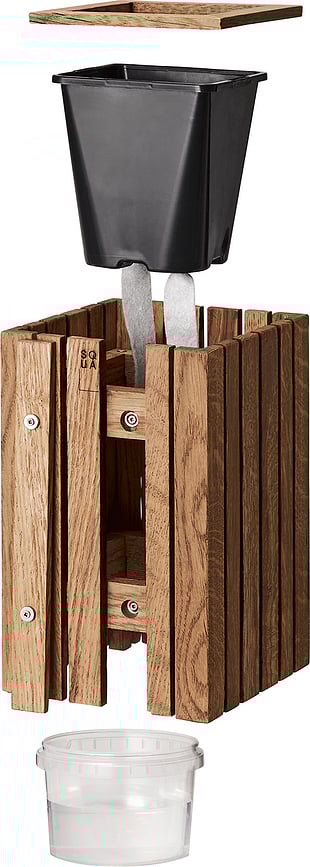 Maceta de autorriego GrowSMALL, madera de fresno natural, para pared