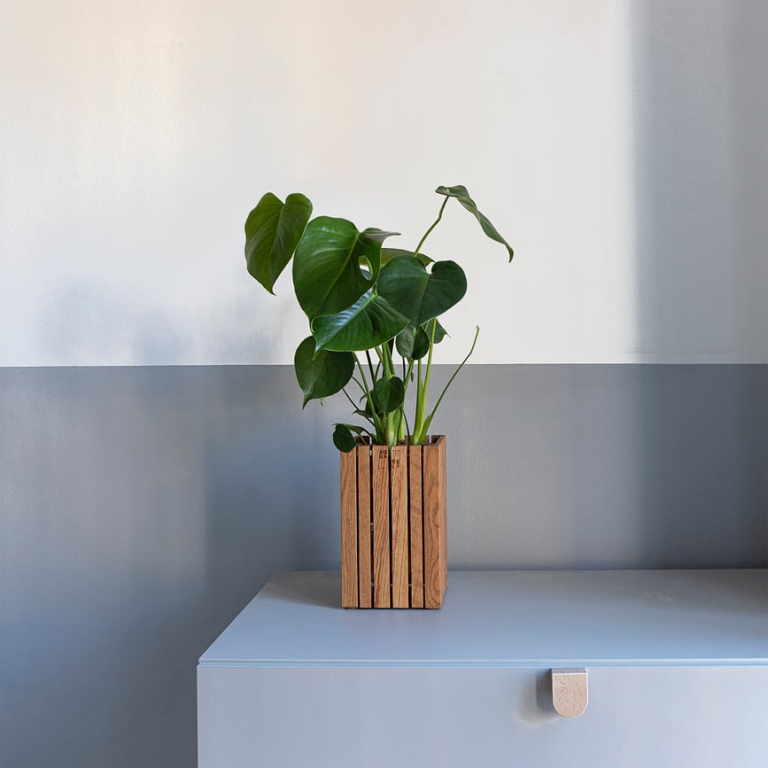 Maceta de Autorriego GrowSmall, de roble natural