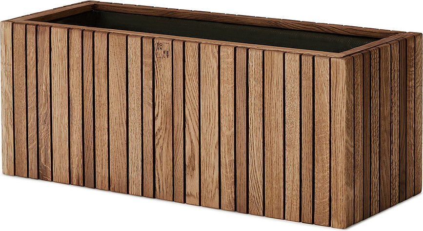 Maceta de autorriego GrowWIDE, efecto roble oscuro