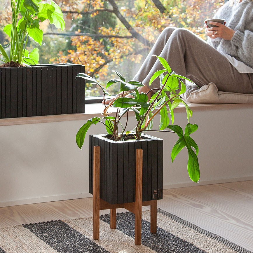 Soporte de fresno negro StandON, para maceta de autorriego GrowON