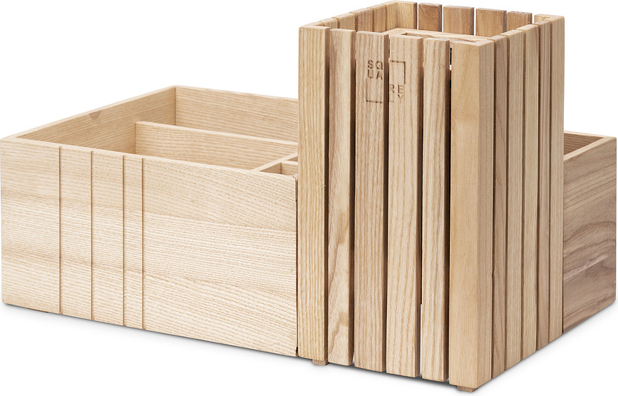 TableORGANIZER GrowSMALL Organisateur de Bureau avec pot auto-arrosant, chêne foncé, Set 2 pièces