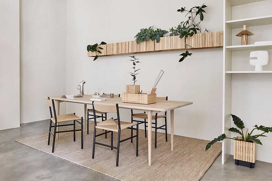 TableORGANIZER GrowSMALL Organisateur de Bureau avec pot auto-arrosant, chêne foncé, Set 2 pièces