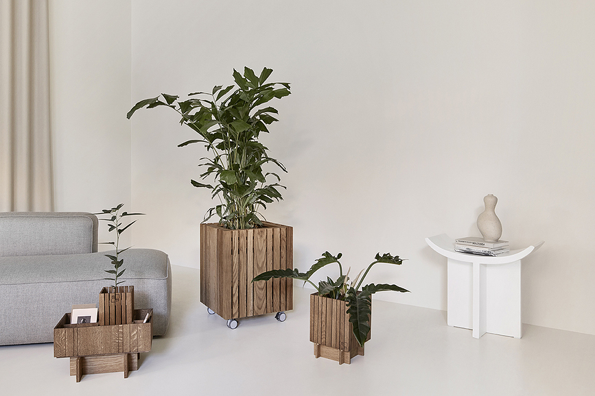 TableORGANIZER Οργανωτής Γραφείου με αυτοποτιζόμενη γλάστρα GrowSMALL, σκούρα δρυς, 2 τμχ