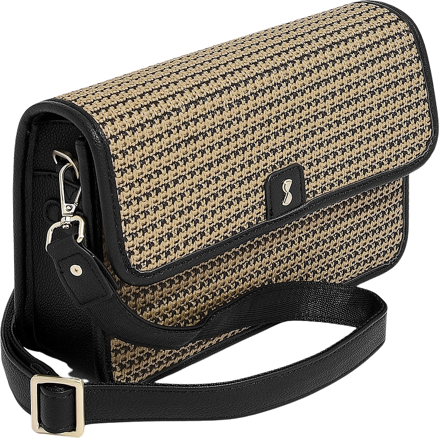 Bolso de Hombro de rafia Stackers, marrón, con tarjetero y espejo