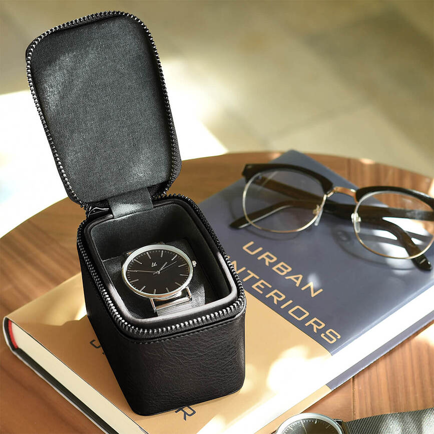 Estuche para relojes de viaje Stackers Pebble, gris oscuro, de un compartimento