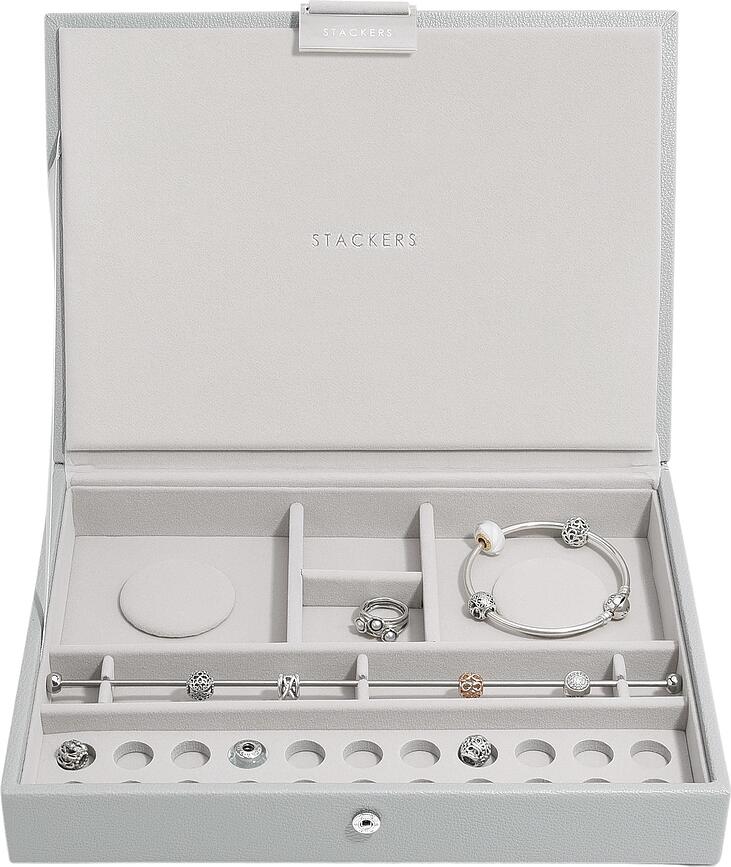 Caja Organizadora para Charms Stackers Classic, gris piedra, con tapa