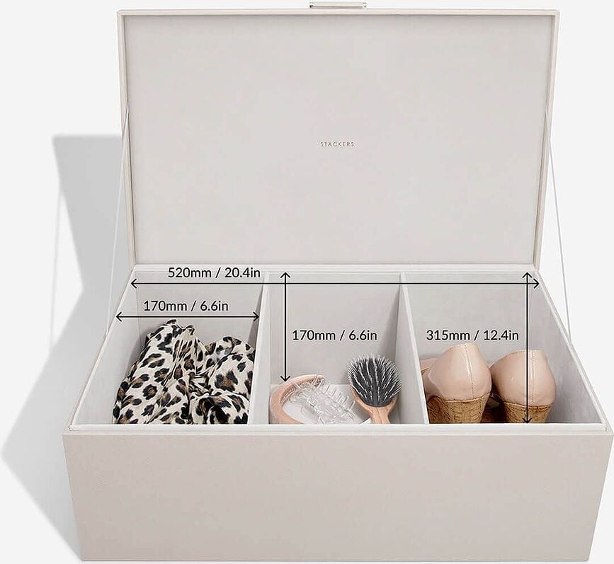 Caja de Almacenamiento de 3 compartimentos Stackers Pebble, tamaño supersize, gris piedra