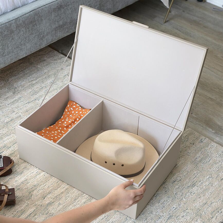 Caja de Almacenamiento de 3 compartimentos Stackers Pebble, tamaño supersize, gris piedra