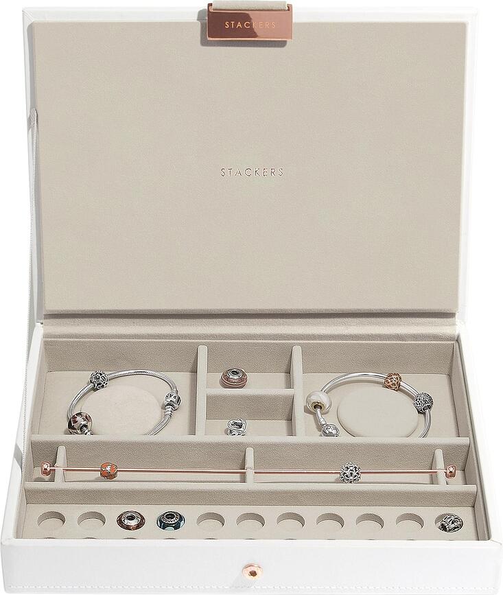 Caja para Charms Stackers Classic, blanca, con tapa, detalles en oro rosa