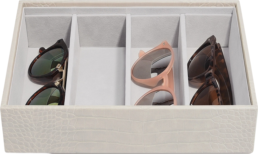 Caja para Gafas de 4 compartimentos Stackers Croc, tono masilla