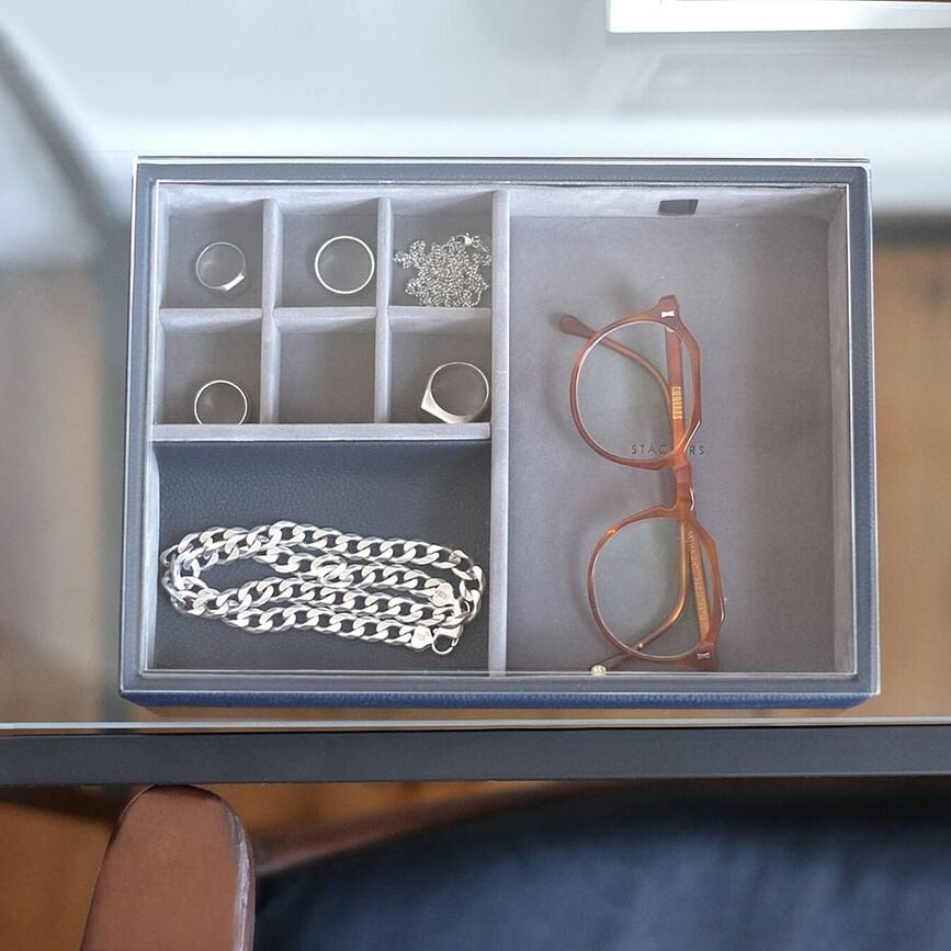 Caja para Joyas y Teléfono Stackers Pebble Classic, verde oliva, con tapa