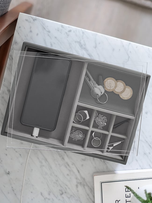 Caja para Joyas y Teléfono Stackers Pebble Classic, verde oliva, con tapa