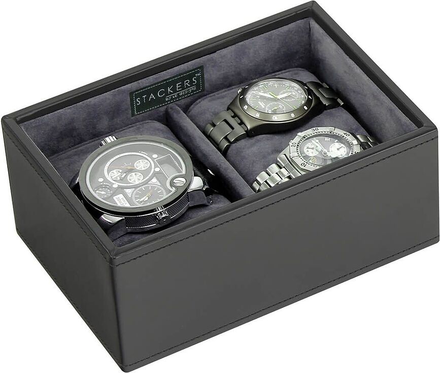 Caja para relojes y gemelos Stackers, negro y gris
