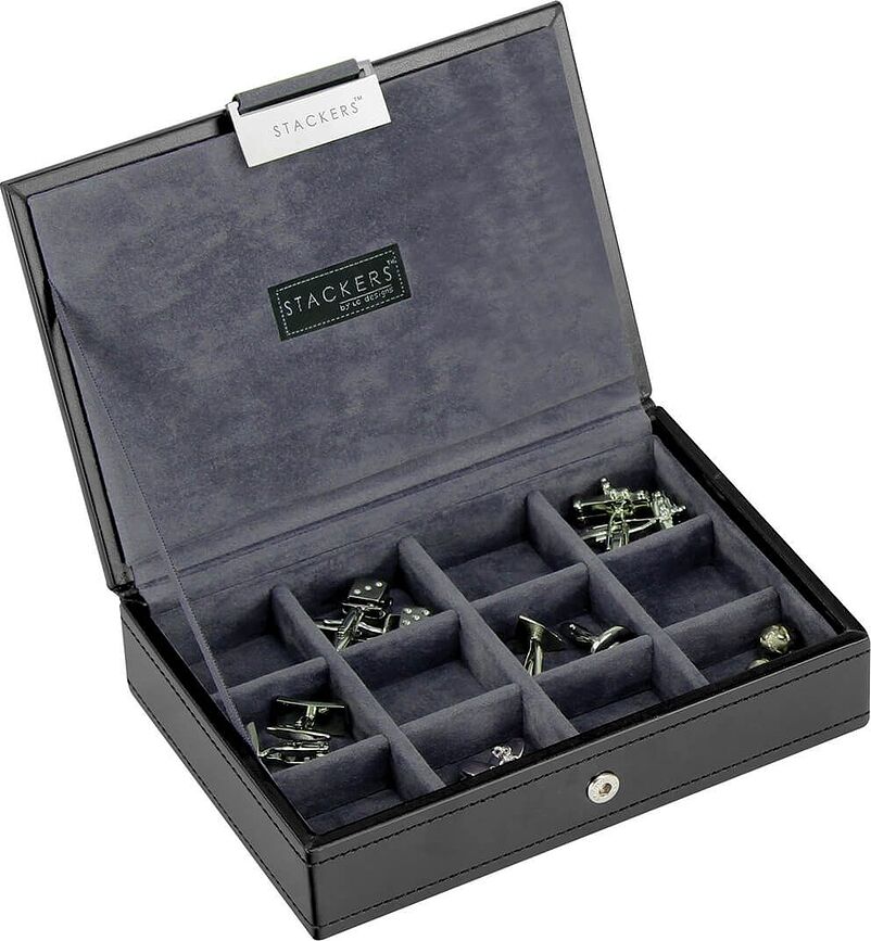 Caja para relojes y gemelos Stackers, negro y gris