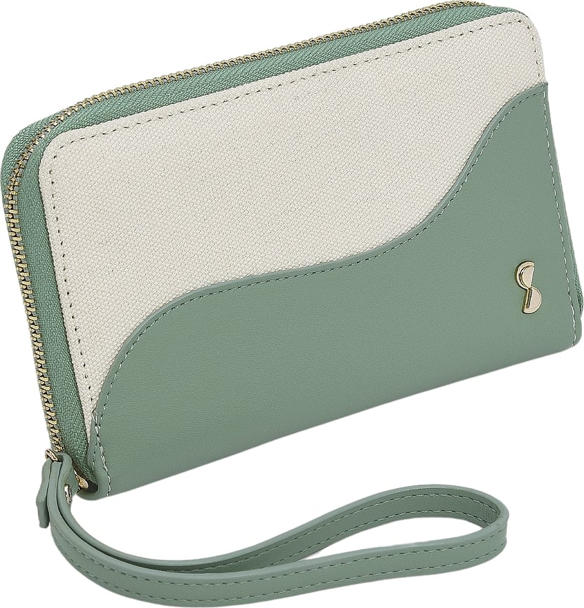 Cartera Stackers Wave, crema y melocotón, con tarjetero y espejo