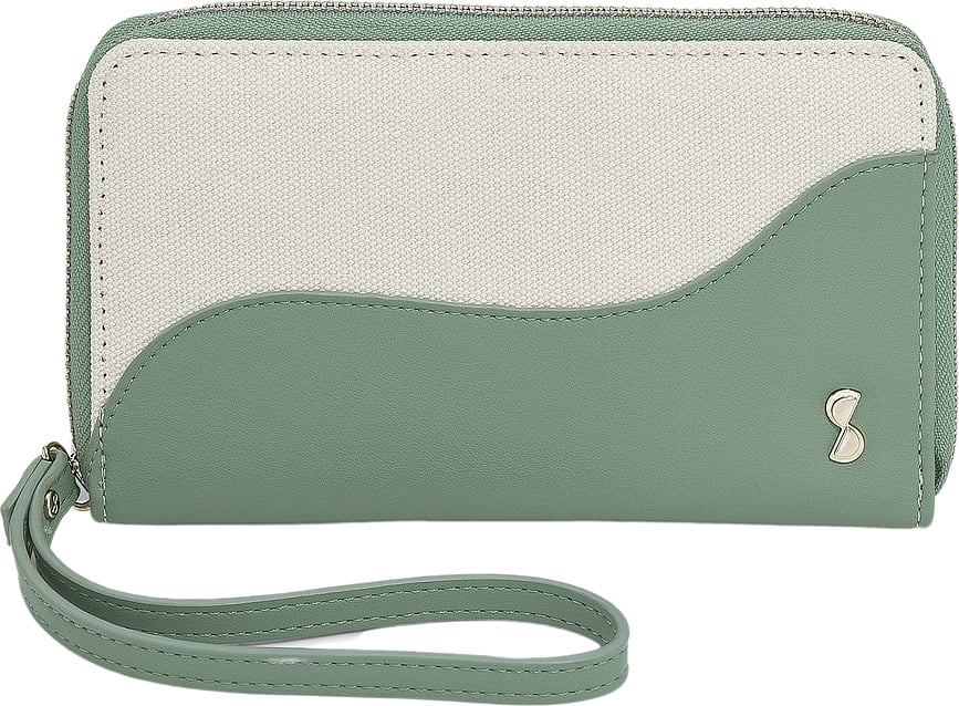 Cartera Stackers Wave, crema y melocotón, con tarjetero y espejo