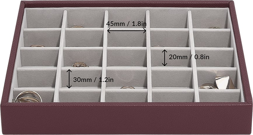 Classic Stackers Škatla za nakit z 25 predelki, bordo