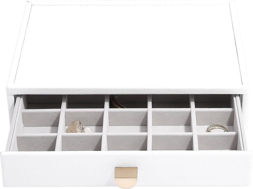 Cofanetto per gioielli Stackers Pebble 20 scomparti classic bianco con cassetto