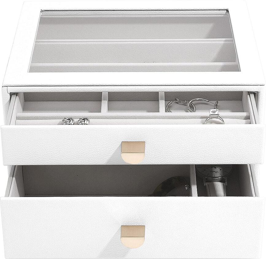 Cofanetto per gioielli Stackers Pebble classic bianco con 2 cassetti