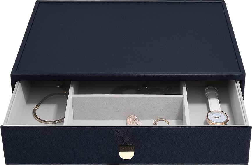 Cofanetto per gioielli Stackers Pebble profondo supersize blu con cassetto