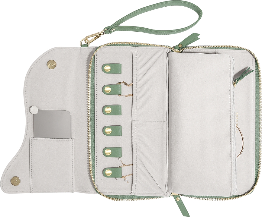 Cutie de voiaj pentru bijuterii Stackers Wave culoare verde-crem