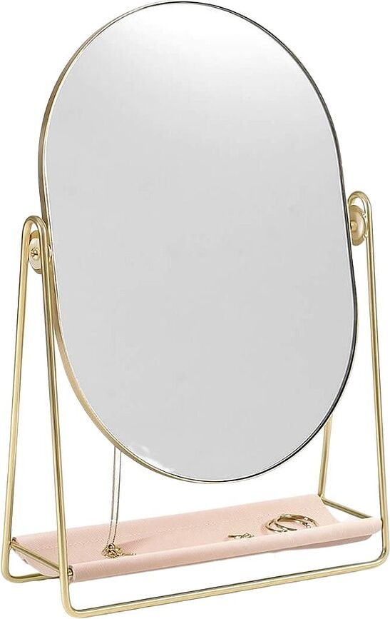 Espejo de mesa Stackers, dorado, con organizador de joyas